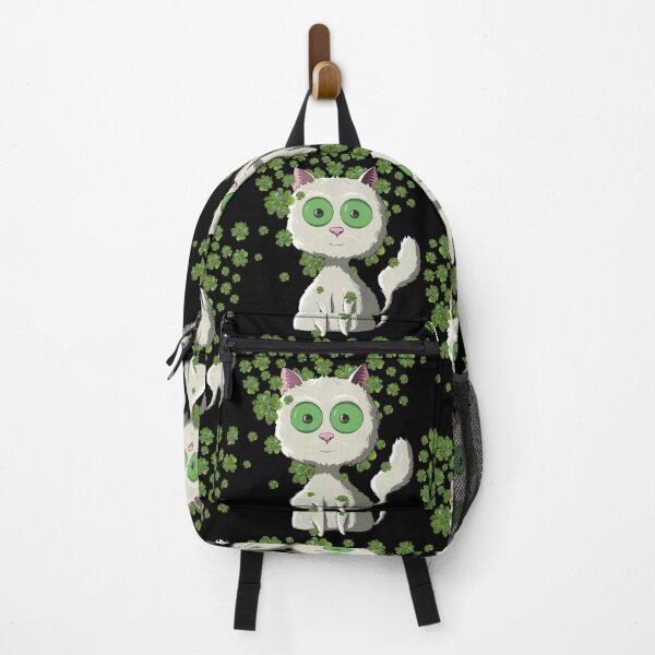 Item preview, White Cat & Green Clovers Funny Shamrock St Patricks Day designed and sold by r-silver.