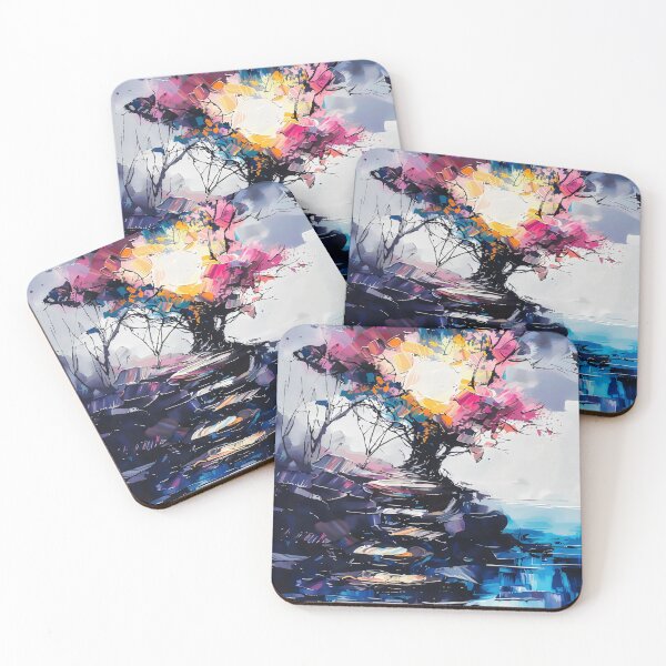 Item preview, Abstract painting, the light from the tree of life, on an island at the edge of the lake, cinematic art designed and sold by Gabi.Media.