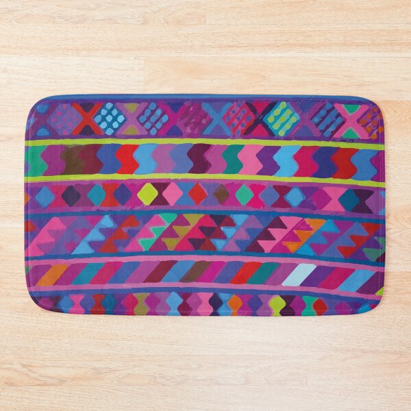 Item preview, Multicolor geometric vibrant hand painted mexican folk art purple dopamine decor designed and sold by T-Mex.