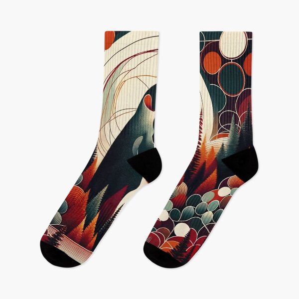 Item preview, Red Orange Maroon Penguin In The Forest Geometric Abstract 1970s Illustration Pattern designed and sold by PenguinForests.