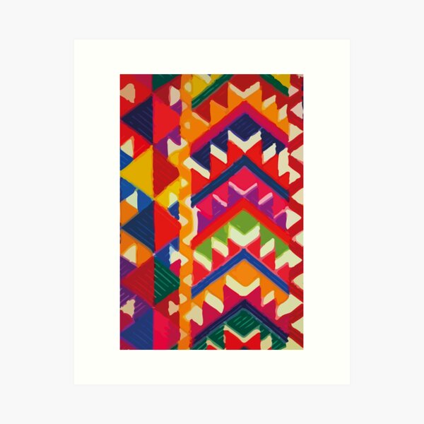 Aperçu de l'œuvre Tissu à chevrons multicolores, décor maximaliste, vinaigrette dopamine, motif vibrant créée et vendue par T-Mex.