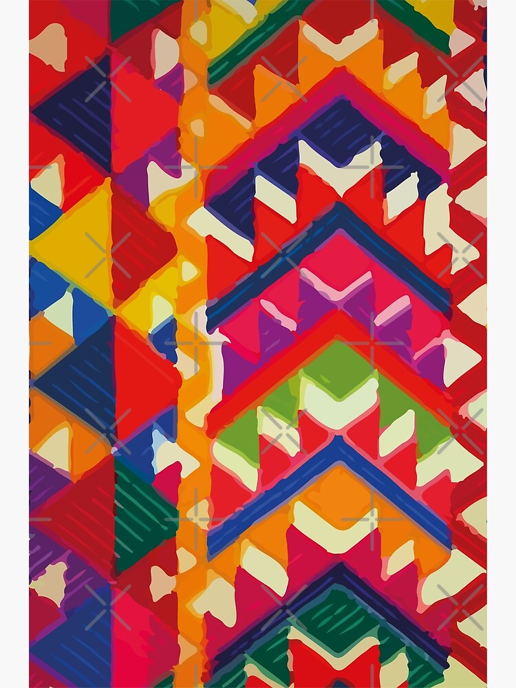 Aperçu 3 sur 3. Impression artistique avec l'œuvre Tissu à chevrons multicolores, décor maximaliste, vinaigrette dopamine, motif vibrant créée et vendue par T-Mex.