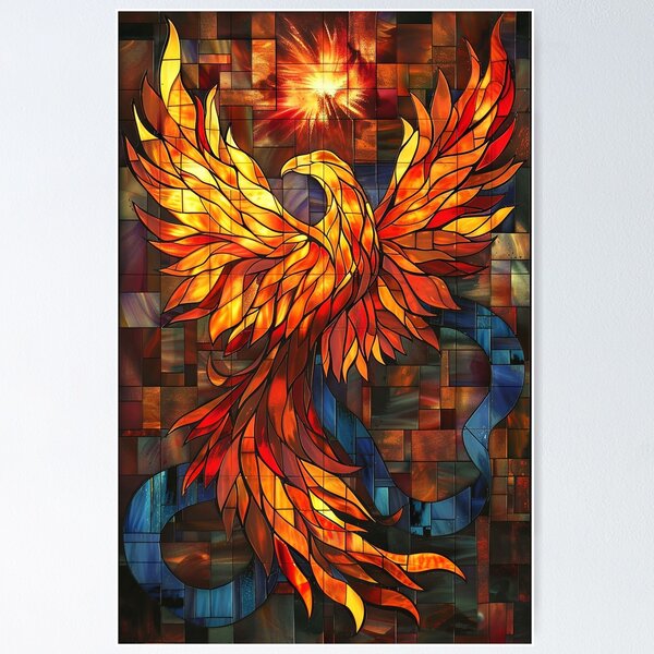 Item preview, Stained Glass Phoenix designed and sold by OccultDreams.