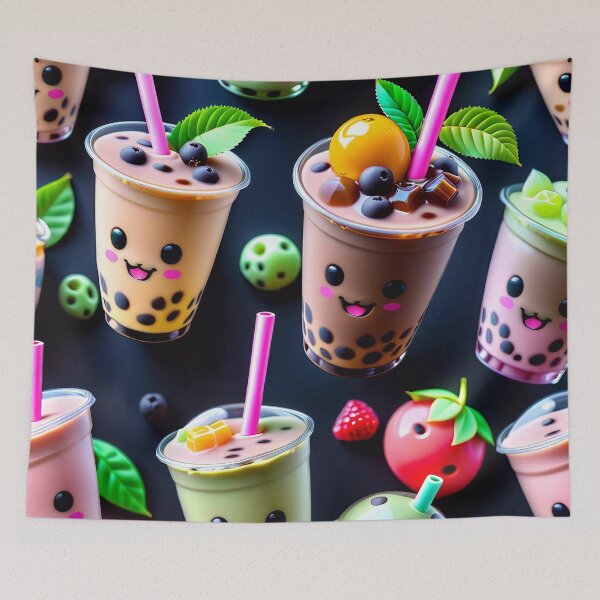 Item preview, Kawaii Bubble Boba Tea Pattern designed and sold by TheArtOfPat.