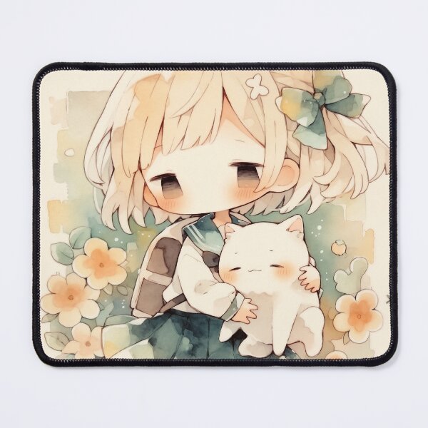 Item preview, Chibi girl with cat designed and sold by yxiao2048.