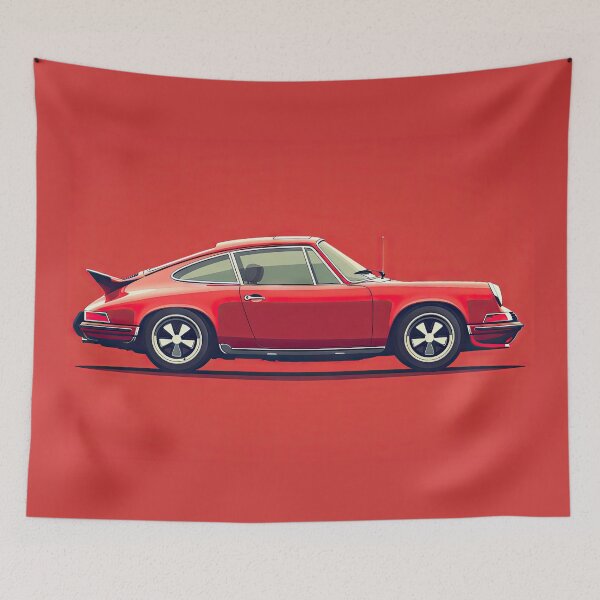 Item preview, Stylish red coupe on a bright pink background on a sunny day designed and sold by Jerhus.