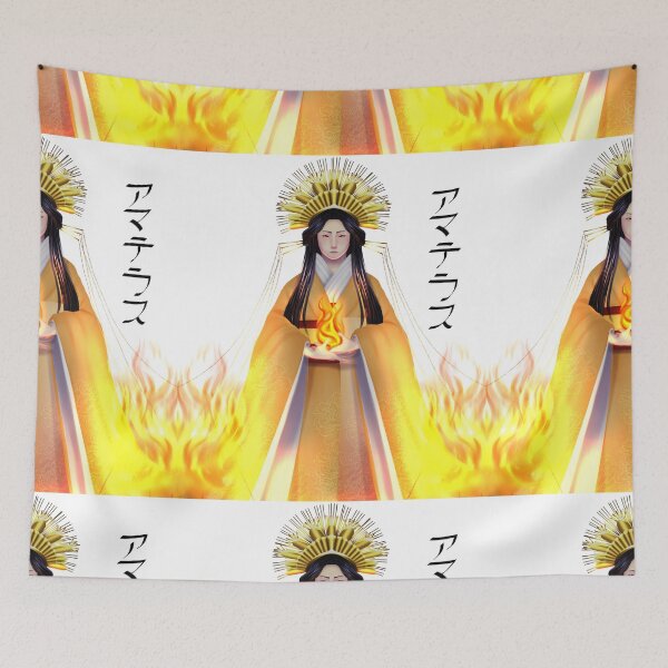 Item preview, Sun Goddess Amaterasu - white background w lighting - Katakana Typography designed and sold by Leeh-designs.