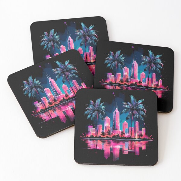 Item preview, Colorful Watercolor Miami Skyline designed and sold by anyasevchenko.