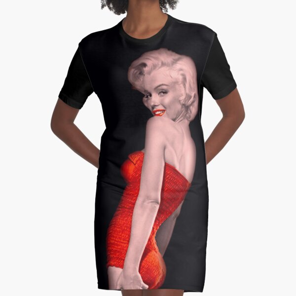 MARILYN MONROE: In a Red Bathing Suit Print Graphic T-Shirt Dress