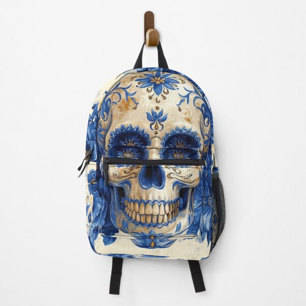 Item preview, Sugar Skull with Blue Flowers designed and sold by Margival.