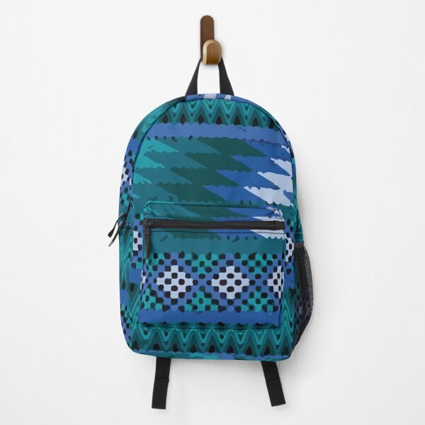 Item preview, Aquamarine turquoise geometric ethnic textile vibrant folk art oceanic vibes designed and sold by T-Mex.