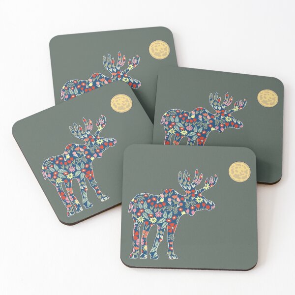 Item preview, Deer silhouette with floral elements and the moon designed and sold by MuciMuki.