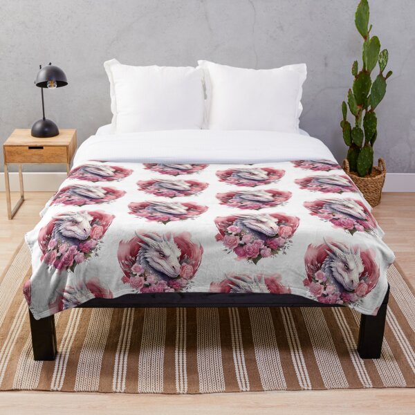 Item preview, Beautiful watercolour dragon surrounded by roses designed and sold by CreaturesLikeUs.