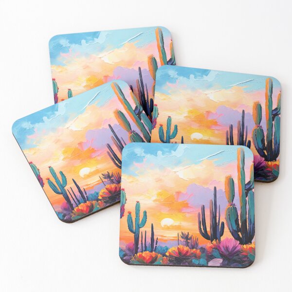 Item preview, Cactuses on sunset sky background designed and sold by myikigai.