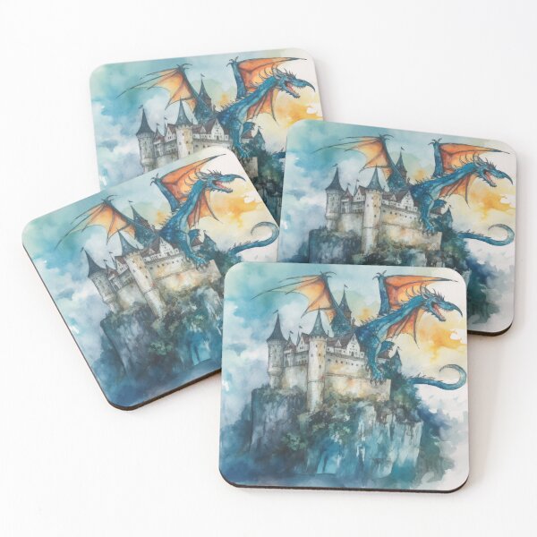 Item preview, Watercolour Dragon Castle designed and sold by CreaturesLikeUs.