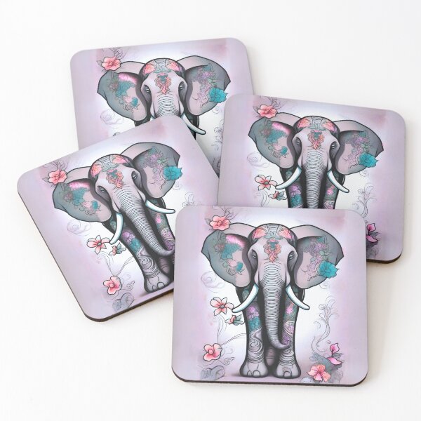 Item preview, Gray Indian Elephant Embellished with Flowers designed and sold by Marymarice.