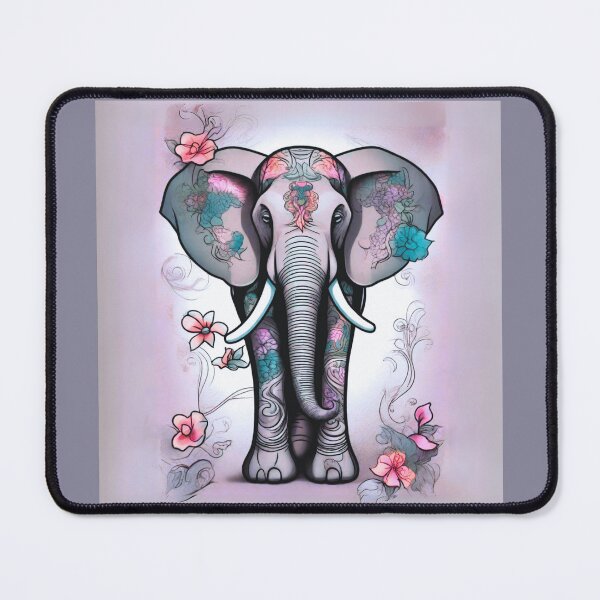 Item preview, Gray Indian Elephant Embellished with Flowers designed and sold by Marymarice.