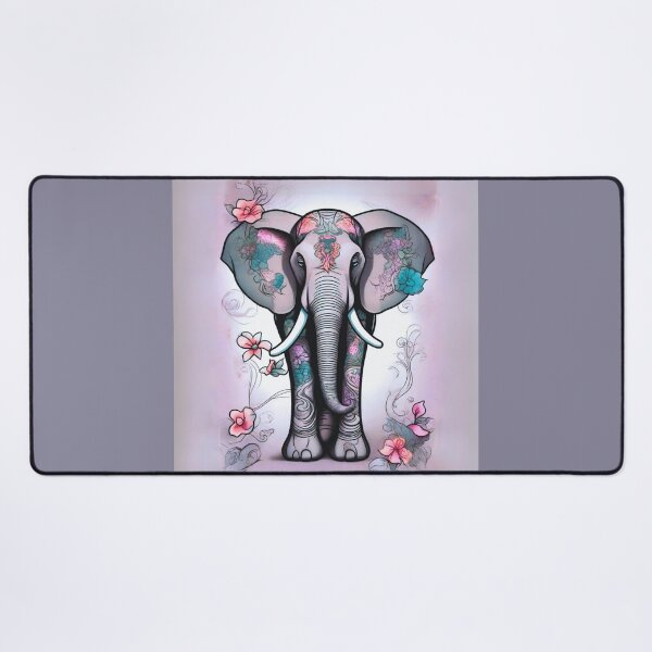 Item preview, Gray Indian Elephant Embellished with Flowers designed and sold by Marymarice.