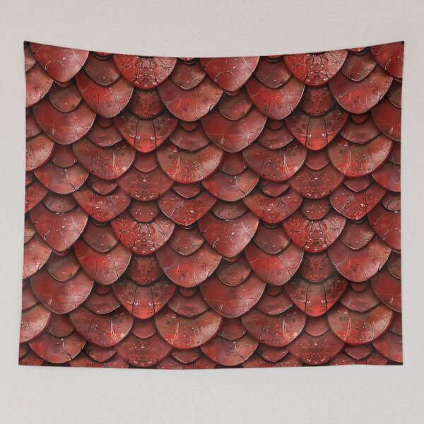 Item preview, Seamless pattern of red dragon scales with some scratches designed and sold by Pattern Heaven.