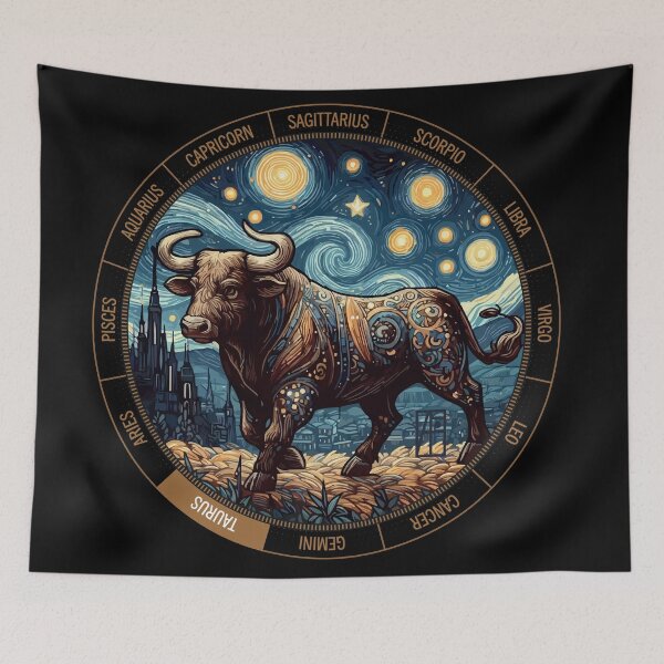 Artikelvorschau, ZODIAC Stier - Astrologischer STIER - STIER - ZODIAC-Zeichen - Van-Gogh-Stil - 1 entworfen und verkauft von ArtProjectShop.