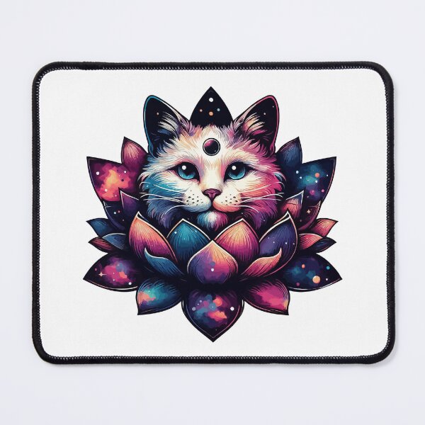Item preview, Colorful Cosmic Cat in Lotus Flower designed and sold by TomFrontierArt.