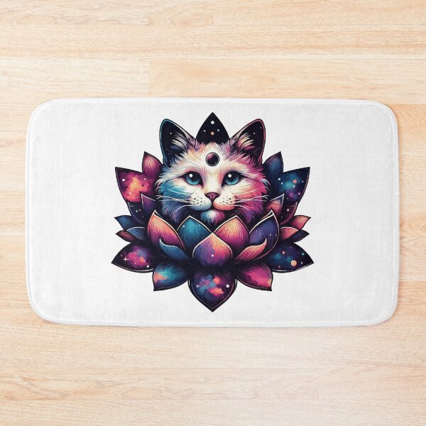 Item preview, Colorful Cosmic Cat in Lotus Flower designed and sold by TomFrontierArt.
