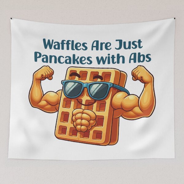 Item preview, Waffles Are Just Pancakes with Abs International Waffle Day designed and sold by Stick-Artistry.
