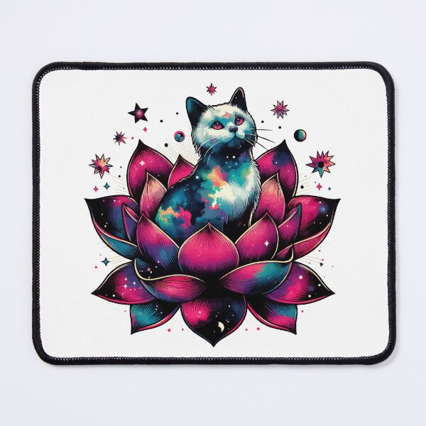 Item preview, Colorful Abstract Cosmic Cat in Lotus Flower designed and sold by TomFrontierArt.