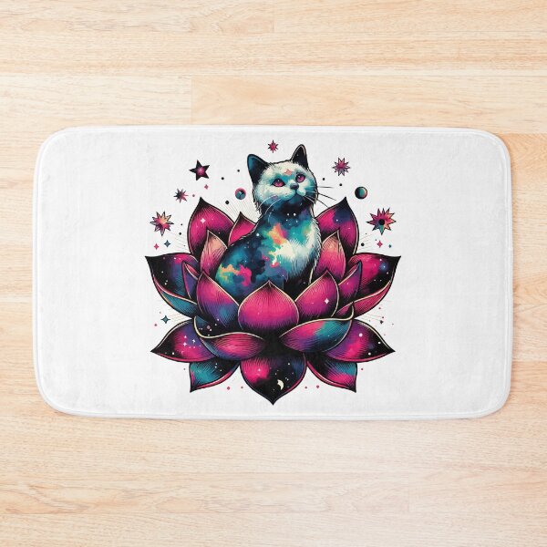 Item preview, Colorful Abstract Cosmic Cat in Lotus Flower designed and sold by TomFrontierArt.
