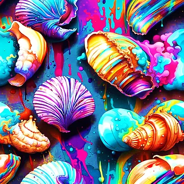 Artwork thumbnail, Bright colourful shells pattern by Rorulent
