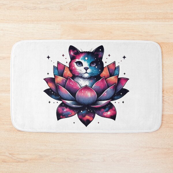 Item preview, Colorful Abstract Cosmic Cat in Lotus Flower designed and sold by TomFrontierArt.