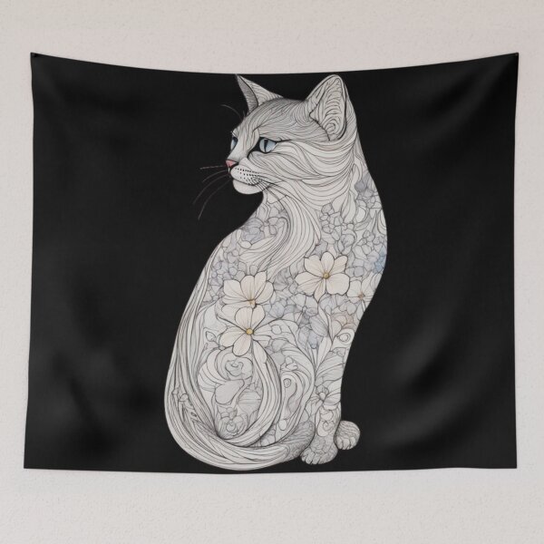 Item preview, Floral Cat Whiskers Feline Cat Flower pattern designed and sold by CyberArtistOne.