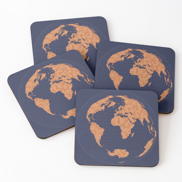 Item preview, Orange Brown Watercolor World Map Azimuthal Equal-Area Projection designed and sold by ramiro.