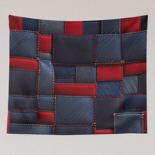 Item preview, Blue And Red Abstract Denim Pattern designed and sold by TheArtOfPat.