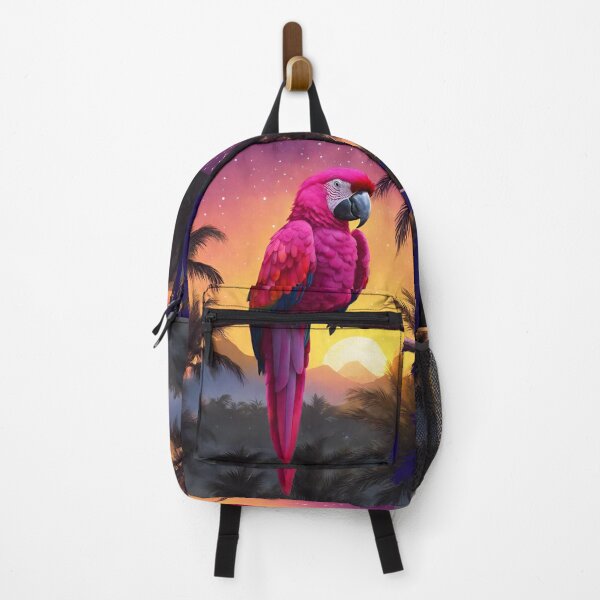 Item preview, Parrot and palms at evening, sky fall of stars, exotic vibe designed and sold by Sugar Wisdom .