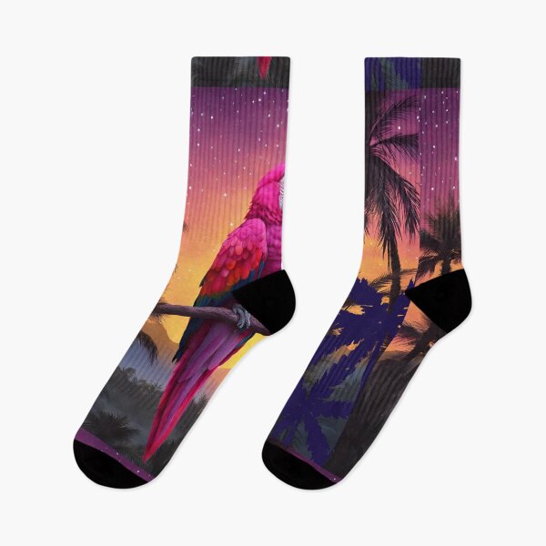 Item preview, Parrot and palms at evening, sky fall of stars, exotic vibe designed and sold by Sugar Wisdom .