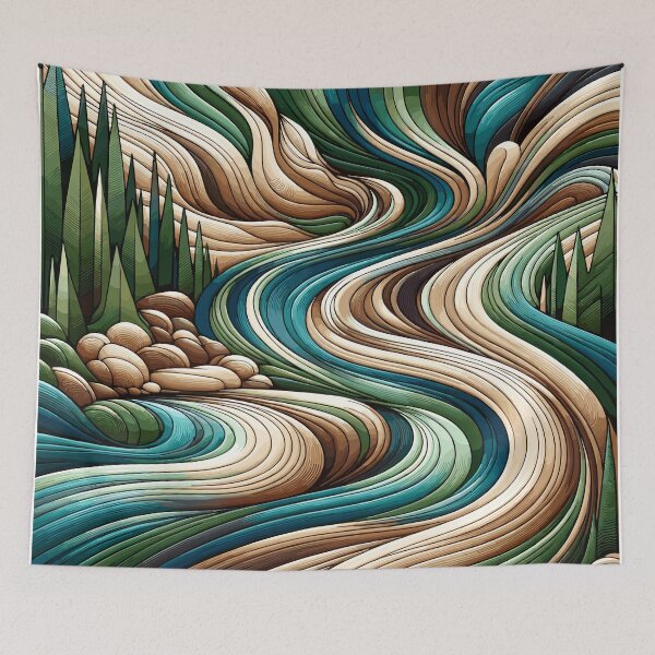 Item preview, Emerald River Flow: Luxurious Nature-Inspired Wavy Patterns for Eco-Chic designed and sold by toobel.