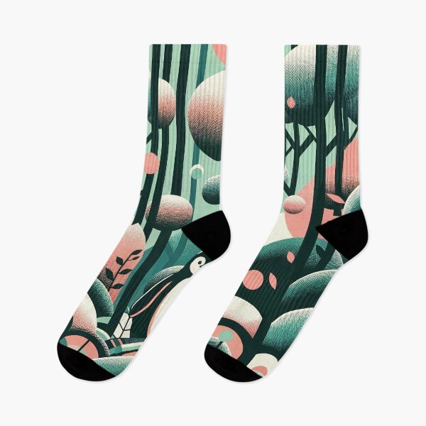 Item preview, Pink Salmon Green Penguin In The Forest - 1960s Pop Art Retro Nature Shapes designed and sold by PenguinForests.