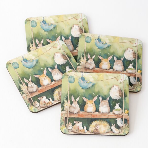 Item preview, watercolor of cute critters nursery room art designed and sold by soulfulpalette.