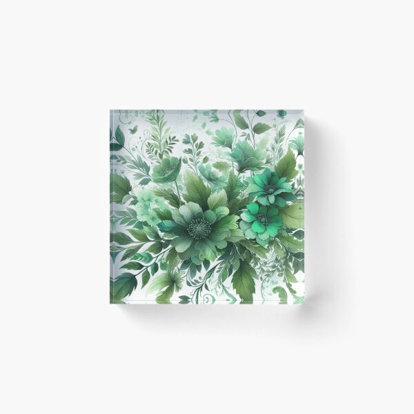 Item preview, green floral patterns, watercolor designed and sold by asbno19.