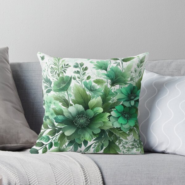 Item preview, green floral patterns, watercolor designed and sold by asbno19.