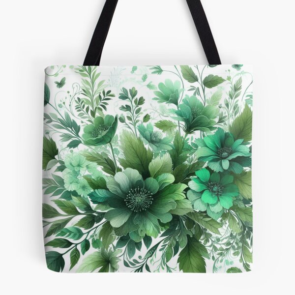 Item preview, green floral patterns, watercolor designed and sold by asbno19.