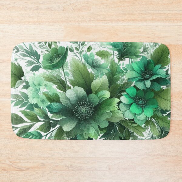 Item preview, green floral patterns, watercolor designed and sold by asbno19.