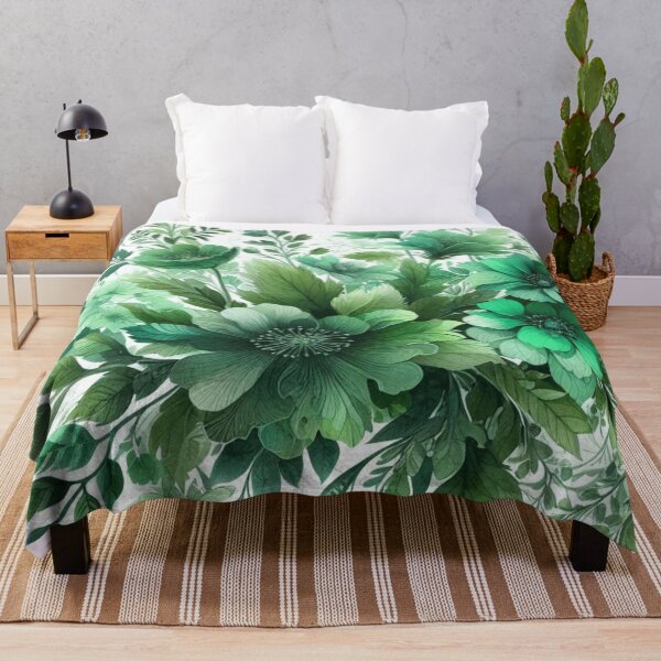 Item preview, green floral patterns, watercolor designed and sold by asbno19.