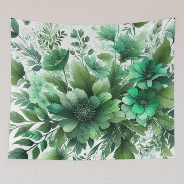 Item preview, green floral patterns, watercolor designed and sold by asbno19.