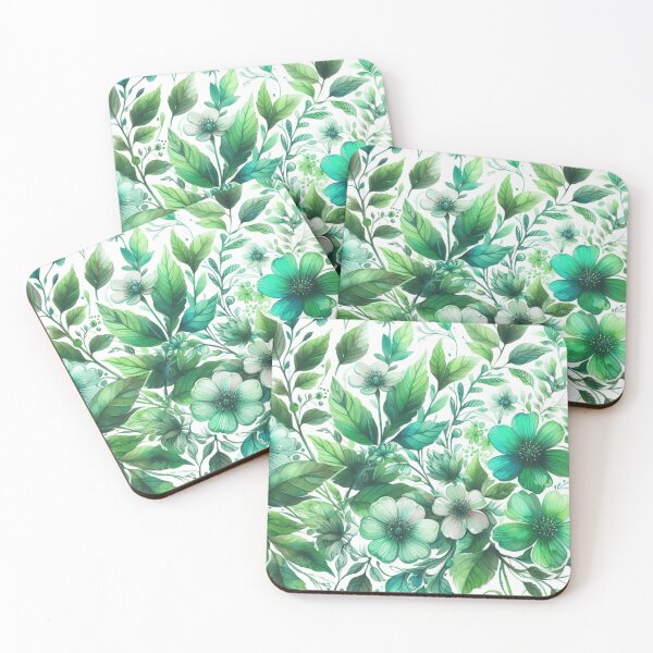 Item preview,  green floral patterns, watercolor designed and sold by asbno19.