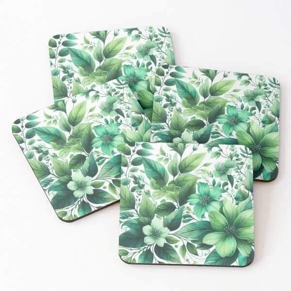 Item preview, green floral patterns, watercolor designed and sold by asbno19.