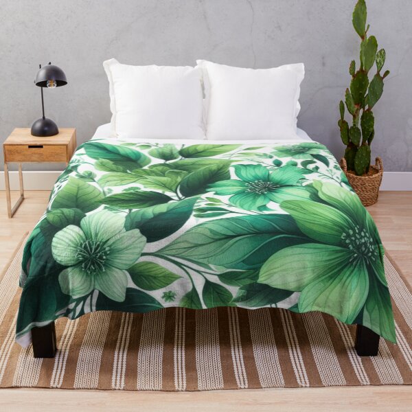 Item preview, green floral patterns, watercolor designed and sold by asbno19.