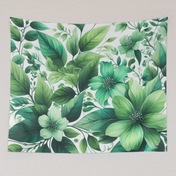 Item preview, green floral patterns, watercolor designed and sold by asbno19.