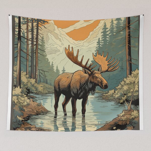 Item preview, Hokusai Moose in the forest 3 designed and sold by AstroRisq.